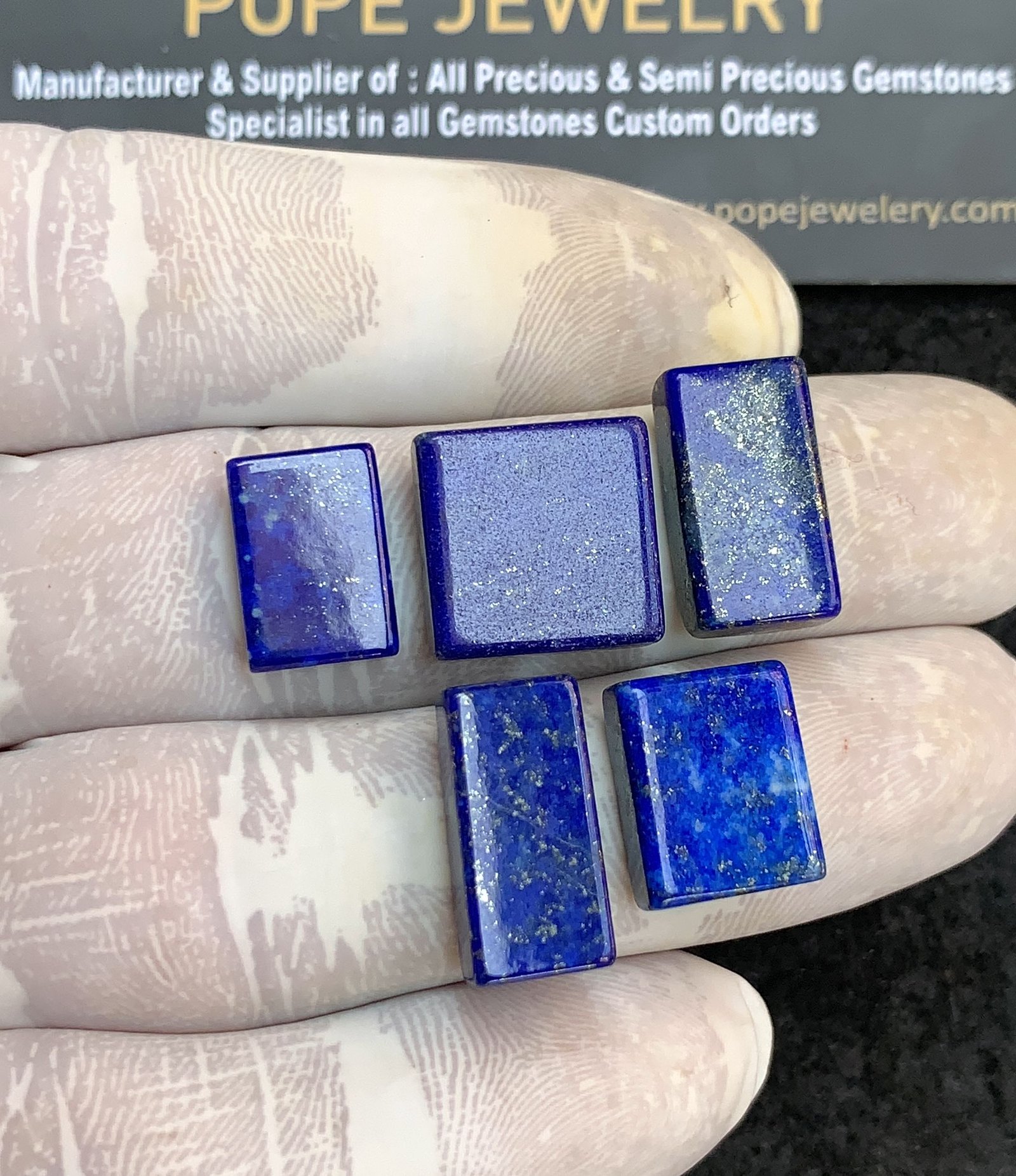 Natural Lapis Lazuli Gemstone Smooth Rectangle Shape Cabochon High Quality Loose Gemstones For Jewelry Making 13-17 MM Size 5 Pcs V4414