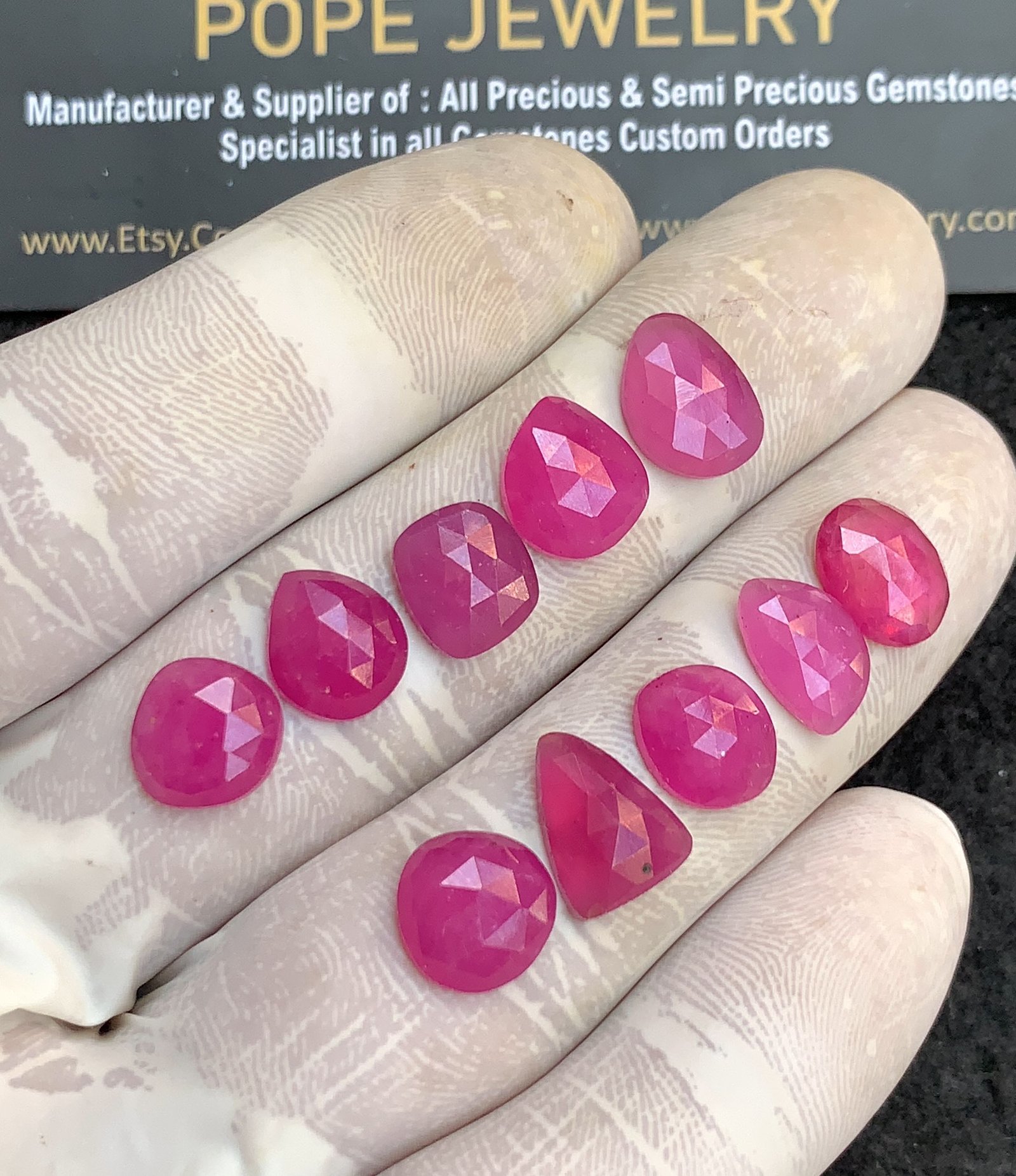 Natural Pink Sapphire Gemstone Rose Cut Fancy Shape Cabochon High Quality Loose Gemstones For Jewelry Making 9-11 MM Size 10 Pcs V4417 - Image 3