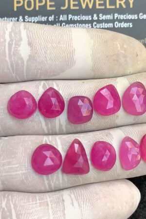 Natural Pink Sapphire Gemstone Rose Cut Fancy Shape Cabochon High Quality Loose Gemstones For Jewelry Making 9-11 MM Size 10 Pcs V4417