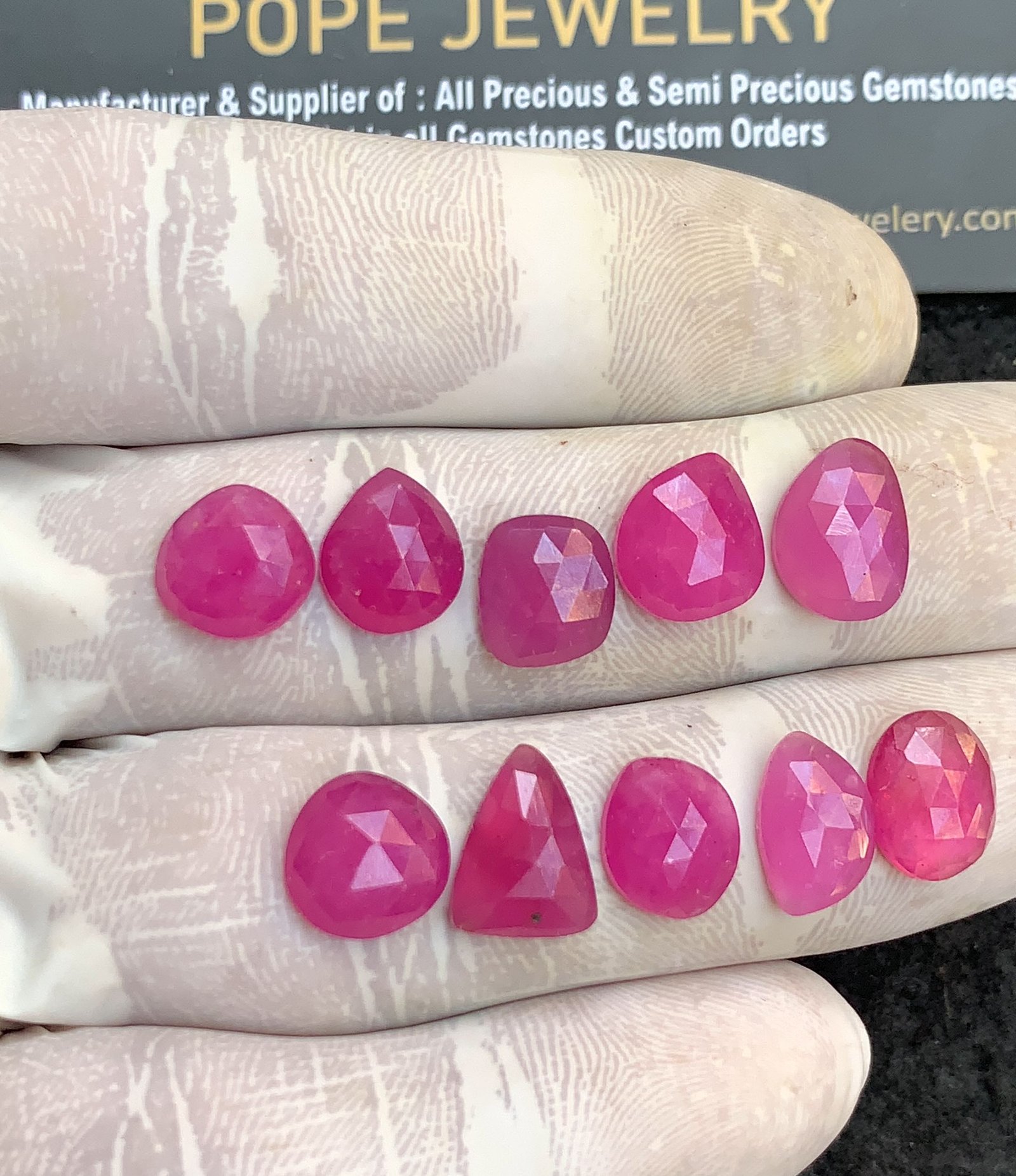 Natural Pink Sapphire Gemstone Rose Cut Fancy Shape Cabochon High Quality Loose Gemstones For Jewelry Making 9-11 MM Size 10 Pcs V4417