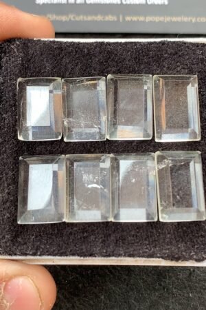 Natural Crystal Gemstone Step Cut Rectangle Shape Cabochon High Quality Loose Gemstones For Jewelry Making 16-17 MM Size 8 Pcs V4282