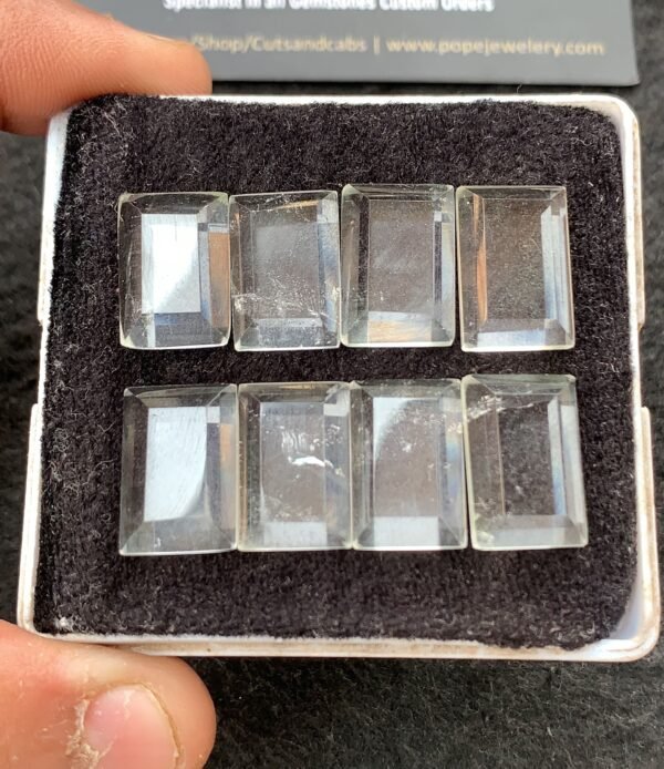 Natural Crystal Gemstone Step Cut Rectangle Shape Cabochon High Quality Loose Gemstones For Jewelry Making 16-17 MM Size 8 Pcs V4282