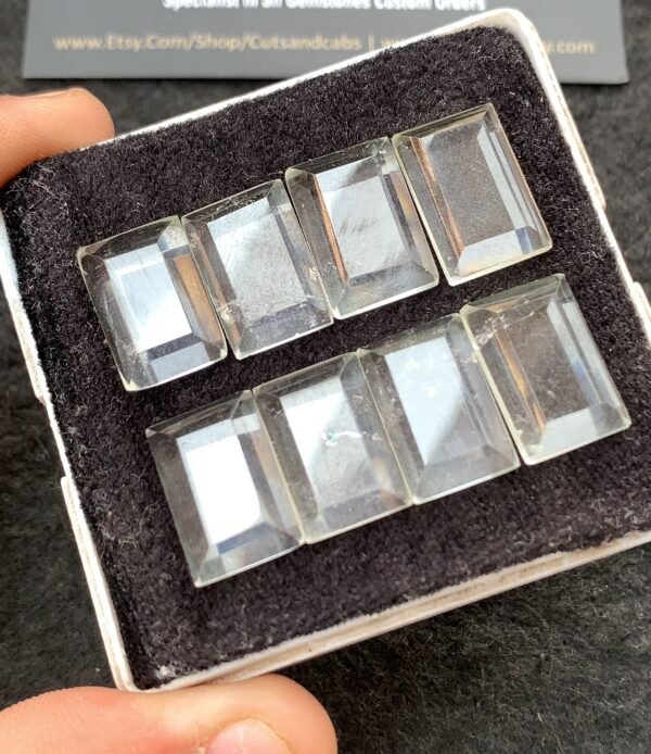 Natural Crystal Gemstone Step Cut Rectangle Shape Cabochon High Quality Loose Gemstones For Jewelry Making 16-17 MM Size 8 Pcs V4282 - Image 2