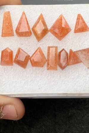 Natural Sunstone Gemstone Step Cut Fancy Shape Cabochon High Quality Loose Gemstones For Jewelry Making 9-14 MM Size 12 Pcs V4284