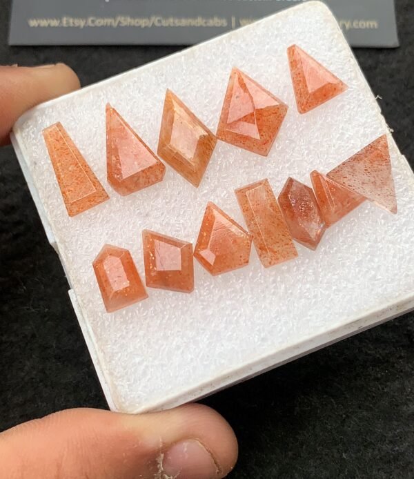Natural Sunstone Gemstone Step Cut Fancy Shape Cabochon High Quality Loose Gemstones For Jewelry Making 9-14 MM Size 12 Pcs V4284 - Image 2