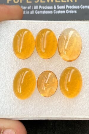 Natural Citrine Gemstone Smooth Oval Shape Cabochon High Quality Loose Gemstones For Jewelry Making 15-20 MM Size 6 Pcs V4286