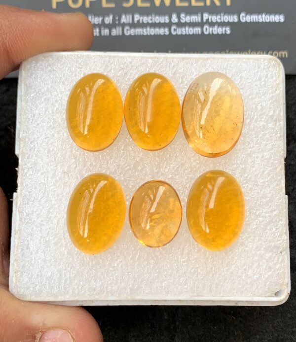 Natural Citrine Gemstone Smooth Oval Shape Cabochon High Quality Loose Gemstones For Jewelry Making 15-20 MM Size 6 Pcs V4286