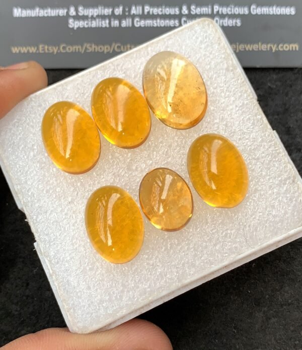 Natural Citrine Gemstone Smooth Oval Shape Cabochon High Quality Loose Gemstones For Jewelry Making 15-20 MM Size 6 Pcs V4286 - Image 2
