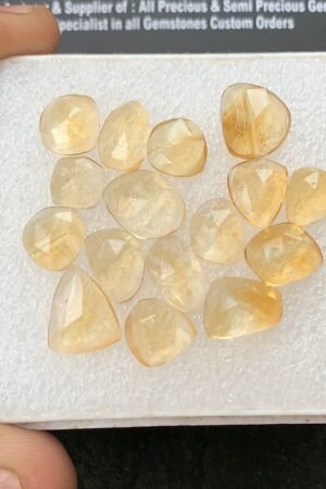 Natural Citrine Gemstone Rose Cut Mix Shape Cabochon High Quality Loose Gemstones For Jewelry Making 8-13 MM Size 16 Pcs V4287
