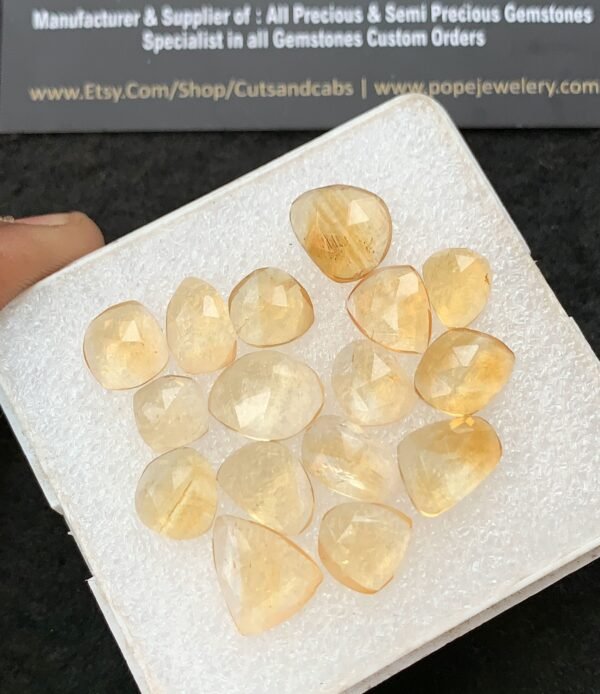 Natural Citrine Gemstone Rose Cut Mix Shape Cabochon High Quality Loose Gemstones For Jewelry Making 8-13 MM Size 16 Pcs V4287 - Image 2