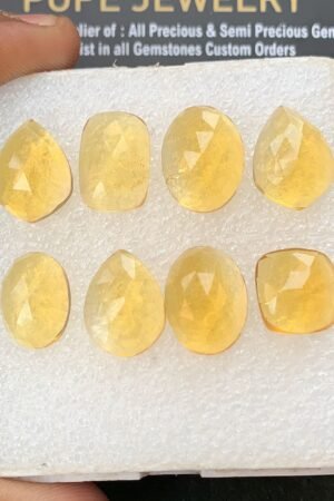 Natural Citrine Gemstone Rose Cut Mix Shape Cabochon High Quality Loose Gemstones For Jewelry Making 12-16 MM Size 8 Pcs V4288