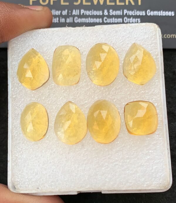 Natural Citrine Gemstone Rose Cut Mix Shape Cabochon High Quality Loose Gemstones For Jewelry Making 12-16 MM Size 8 Pcs V4288