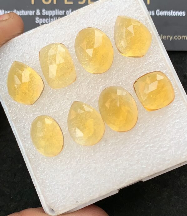 Natural Citrine Gemstone Rose Cut Mix Shape Cabochon High Quality Loose Gemstones For Jewelry Making 12-16 MM Size 8 Pcs V4288 - Image 2