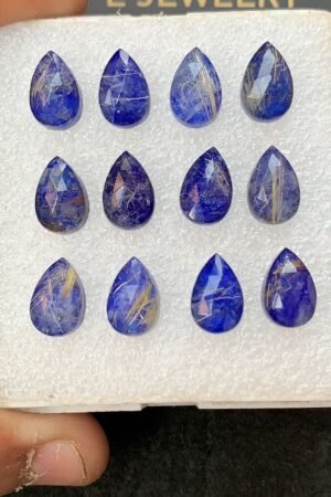 Natural Lapis Doublet Gemstone Rose Cut Pear Shape Cabochon High Quality Loose Gemstones For Jewelry Making 12x8 MM Size 12 Pcs V4289