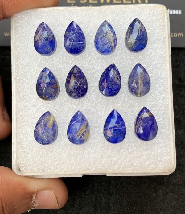 Natural Lapis Doublet Gemstone Rose Cut Pear Shape Cabochon High Quality Loose Gemstones For Jewelry Making 12x8 MM Size 12 Pcs V4289