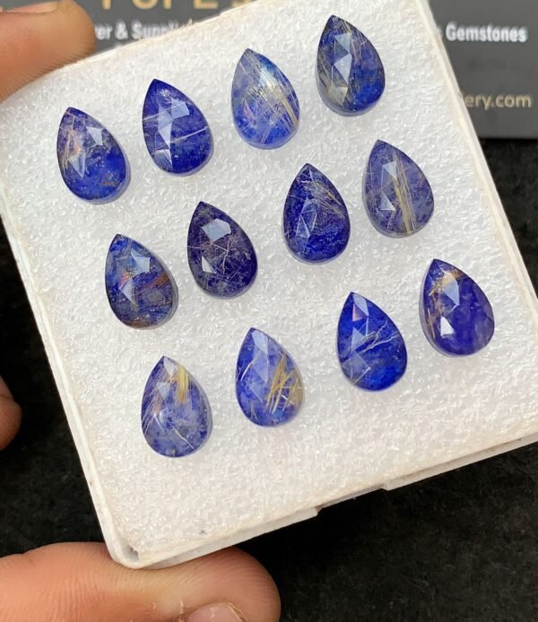 Natural Lapis Doublet Gemstone Rose Cut Pear Shape Cabochon High Quality Loose Gemstones For Jewelry Making 12x8 MM Size 12 Pcs V4289 - Image 2