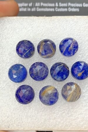 Natural Lapis Lazuli Doublet Gemstone Rose Cut Round Shape Cabochon High Quality Loose Gemstones For Jewelry Making 10 MM Size 10 Pcs V4290