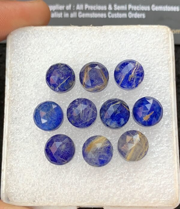 Natural Lapis Lazuli Doublet Gemstone Rose Cut Round Shape Cabochon High Quality Loose Gemstones For Jewelry Making 10 MM Size 10 Pcs V4290