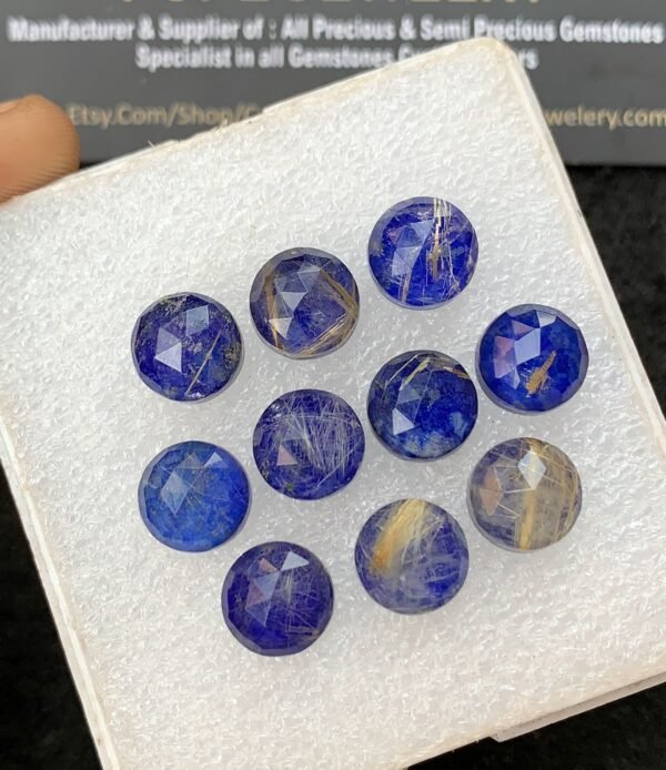 Natural Lapis Lazuli Doublet Gemstone Rose Cut Round Shape Cabochon High Quality Loose Gemstones For Jewelry Making 10 MM Size 10 Pcs V4290 - Image 2
