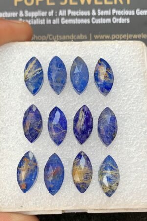 Natural Lapis Lazuli Doublet Gemstone Rose Cut Marquise Shape Cabochon High Quality Loose Gemstones For Jewelry Making 14x7 MM Size 12 Pcs V4291