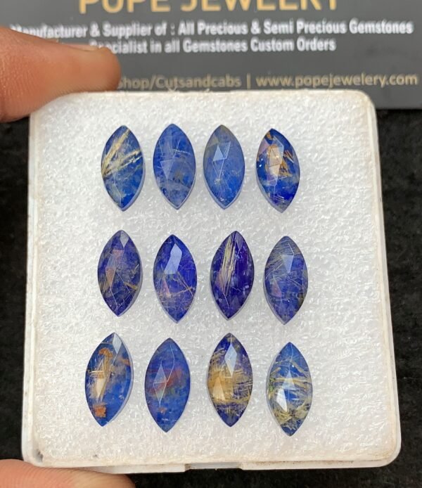 Natural Lapis Lazuli Doublet Gemstone Rose Cut Marquise Shape Cabochon High Quality Loose Gemstones For Jewelry Making 14x7 MM Size 12 Pcs V4291
