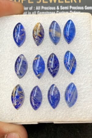 Natural Lapis Lazuli Doublet Gemstone Smooth Marquise Shape Cabochon High Quality Loose Gemstones For Jewelry Making 13x7 MM Size 12 Pcs V4292