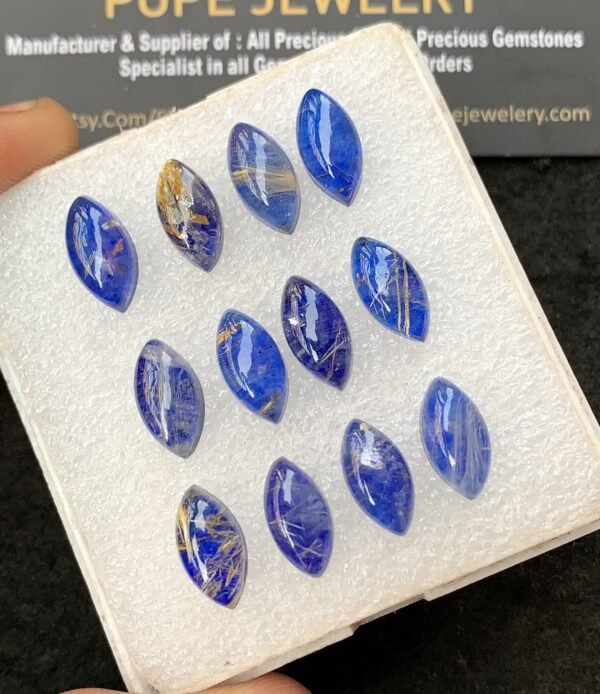 Natural Lapis Lazuli Doublet Gemstone Smooth Marquise Shape Cabochon High Quality Loose Gemstones For Jewelry Making 13x7 MM Size 12 Pcs V4292 - Image 2