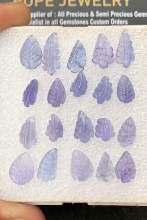 Natural Tanzanite Gemstone Hand Carved Leaf Shape Cabochon High Quality Loose Gemstones For Jewelry Making 7-15 MM 20 Pcs V4293