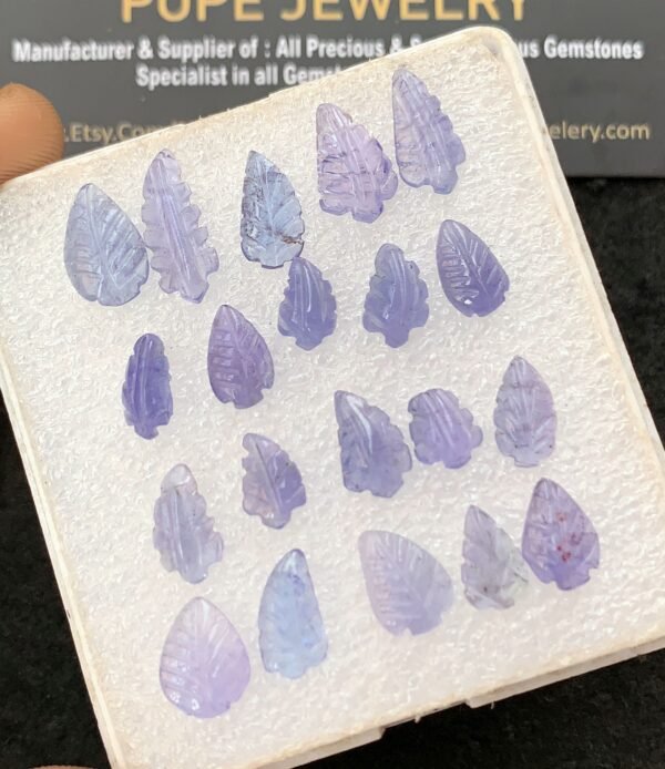 Natural Tanzanite Gemstone Hand Carved Leaf Shape Cabochon High Quality Loose Gemstones For Jewelry Making 7-15 MM 20 Pcs V4293 - Image 2