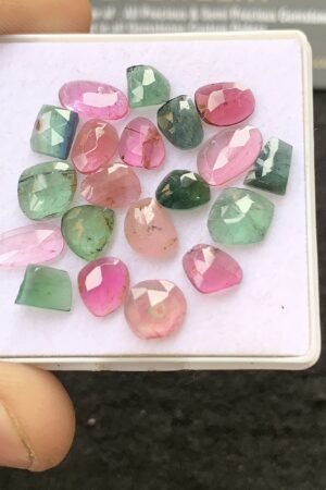 Natural Tourmaline Gemstone Rose Cut Mix Shape Cabochon High Quality Loose Gemstones For Jewelry Making 5-9 MM Size 20 Pcs V4298