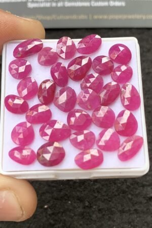 Natural Pink Sapphire Gemstone Rose Cut Mix Shape Cabochon High Quality Loose Gemstones For Jewelry Making 6-9 MM Size 30 Pcs V4300
