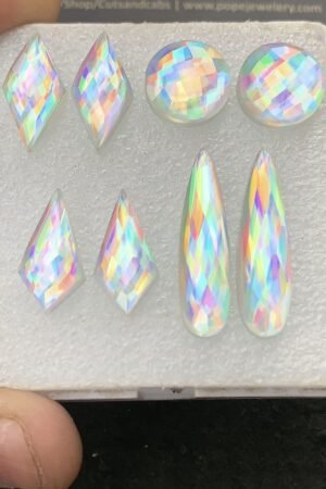 Mystic Rainbow Quartz Gemstone Step Cut Mix Cabochon High Quality Loose Gemstone Wholesalegems 14-30 MM Size 4 Pair V4301