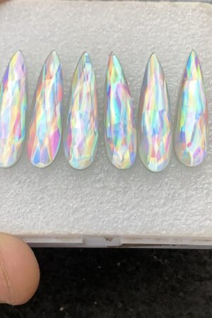 Mystic Rainbow Quartz Gemstone Step Cut Pear Cabochon High Quality Loose Gemstone Wholesalegems 30x8 MM Size 6 Pcs  V4302