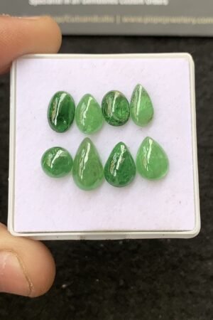 Natural Tsavorite Gemstone Smooth Mix Shape Cabochon High Quality Loose Gemstones For Jewelry Making 17-12 MM Size 8 Pcs V4305