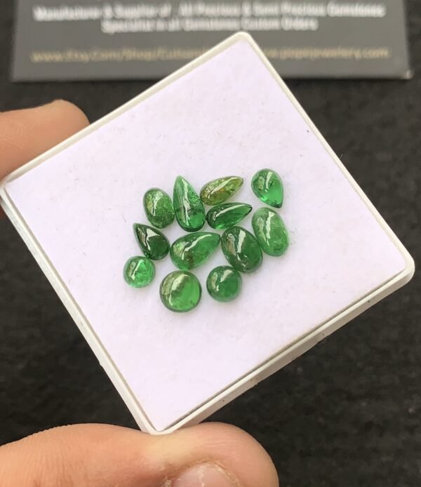Natural Tsavorite Gemstone Smooth Mix Shape Cabochon High Quality Loose Gemstones For Jewelry Making 4-8 MM Size 12 Pcs V4306 - Image 2