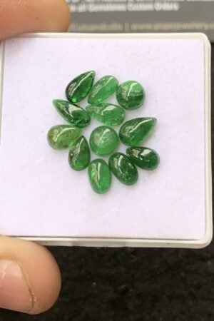 Natural Tsavorite Gemstone Smooth Mix Shape Cabochon High Quality Loose Gemstones For Jewelry Making 5-8 MM Size 12 Pcs V4307