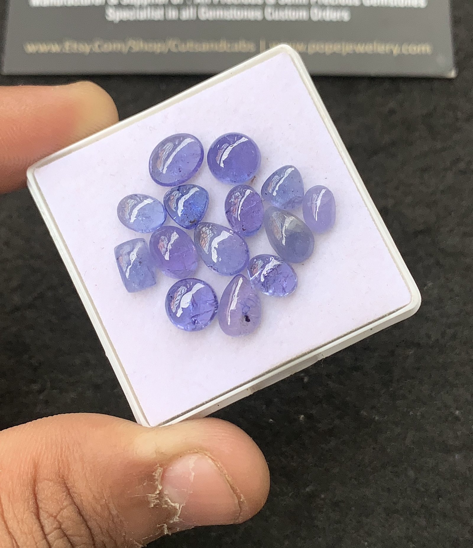 Natural Tanzanite Gemstone Smooth Mix Shape Cabochon High Quality Loose Gemstones For Jewelry Making 6-9 MM Size 14 Pcs V4309 - Image 2