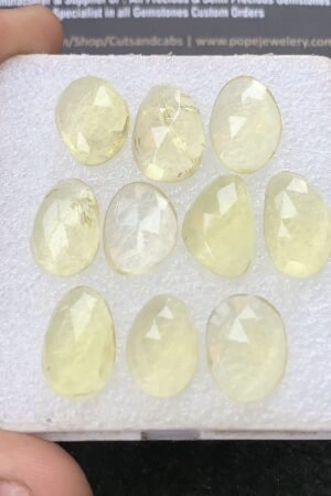 Natural Lemon Quartz Gemstone Rose Cut Fancy Shape Cabochon High Quality Loose Gemstones For Jewelry Making 15-17 MM Size 10 Pcs V4310