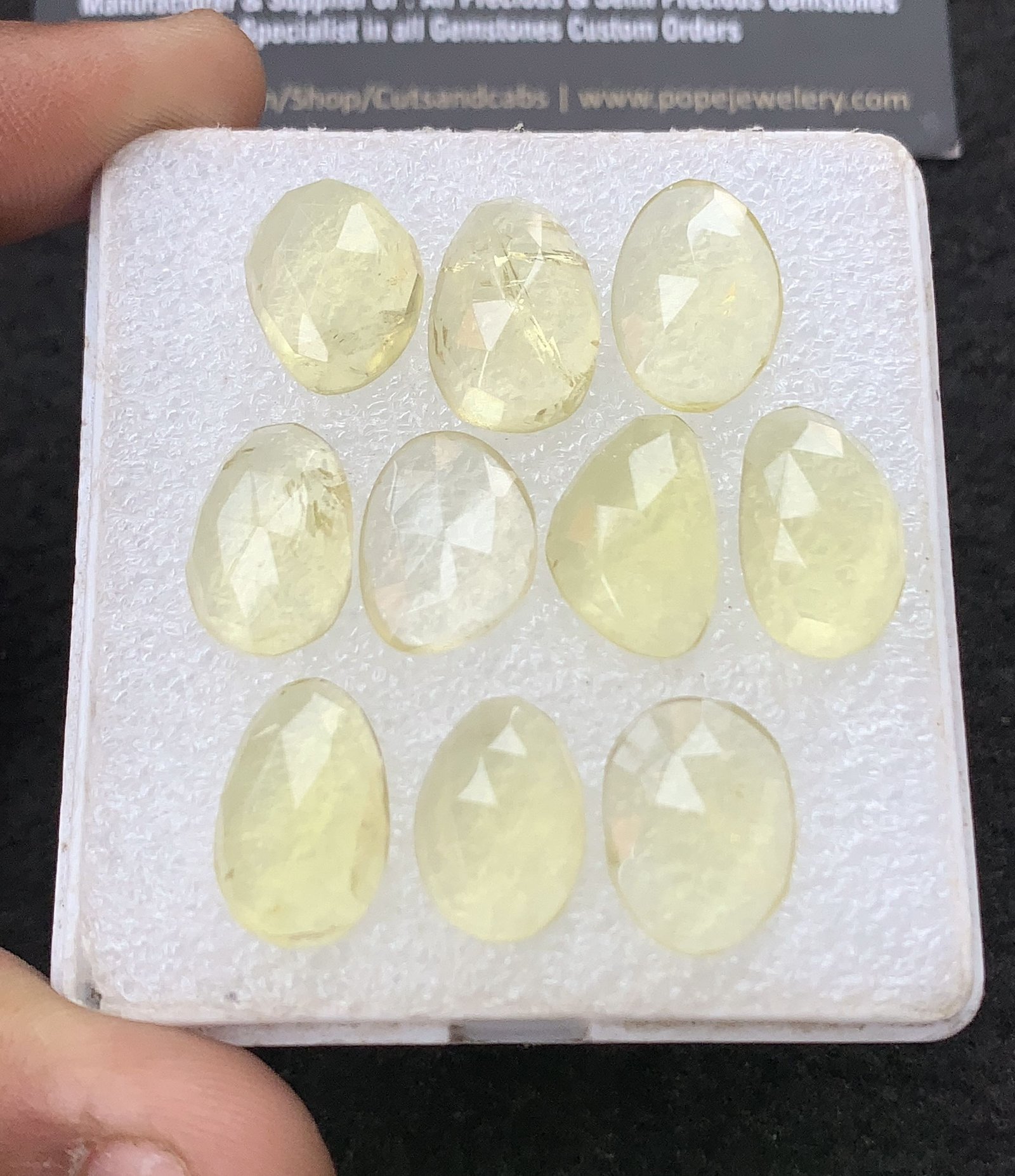 Natural Lemon Quartz Gemstone Rose Cut Fancy Shape Cabochon High Quality Loose Gemstones For Jewelry Making 15-17 MM Size 10 Pcs V4310