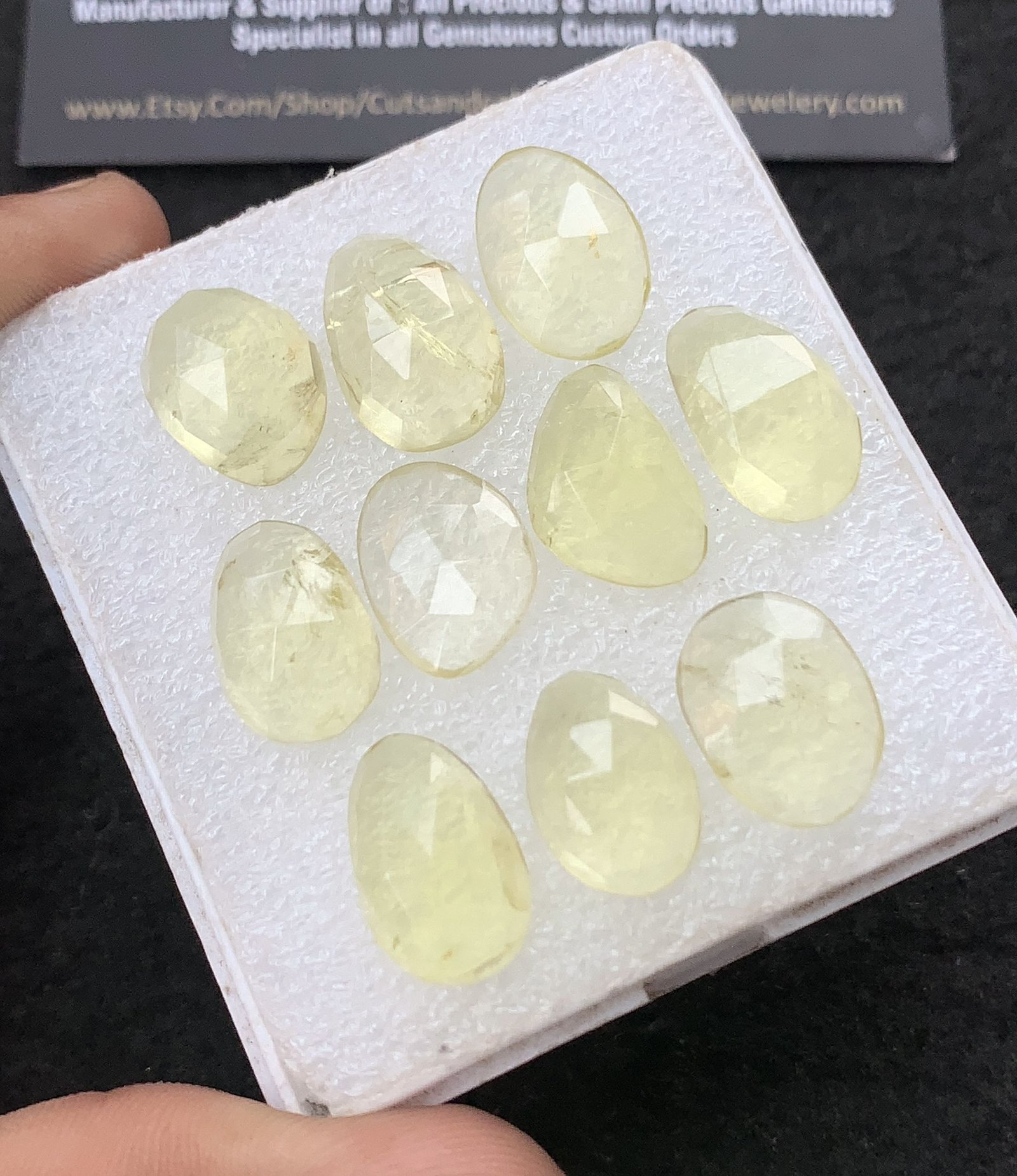 Natural Lemon Quartz Gemstone Rose Cut Fancy Shape Cabochon High Quality Loose Gemstones For Jewelry Making 15-17 MM Size 10 Pcs V4310 - Image 2