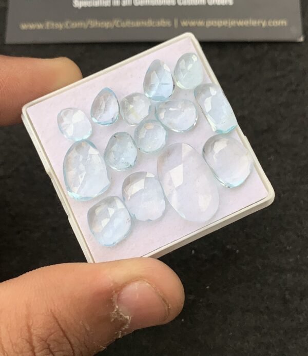 Natural Sky Blue Topaz Gemstone Rose Cut Fancy Shape Cabochon High Quality Loose Gemstones For Jewelry Making 8-17 MM Size 14 Pcs V4314 - Image 2