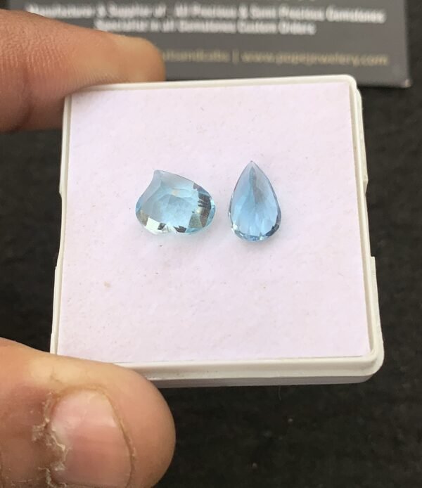 Natural Sky Blue Topaz Gemstone Faceted Cut Mix Shape High Quality Loose Gemstones For Jewelry Making 10-11 MM Size 2 Pcs V4315