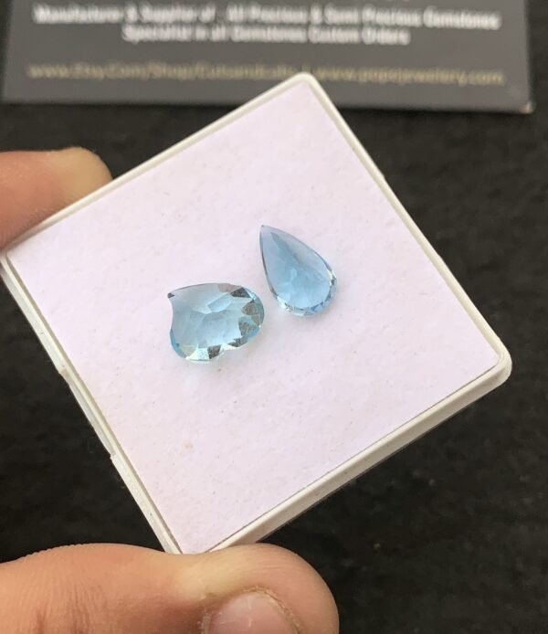 Natural Sky Blue Topaz Gemstone Faceted Cut Mix Shape High Quality Loose Gemstones For Jewelry Making 10-11 MM Size 2 Pcs V4315 - Image 2