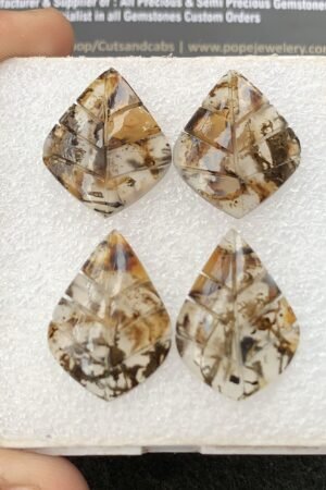 Natural Montana Agate Gemstone Hand Carved Fancy Shape Cabochon High Quality Loose Gemstones For Jewelry Making 24-25 MM Size 2 Pair V4318