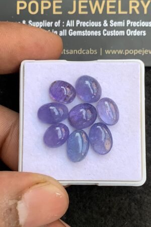 Natural Tanzanite Gemstone Smooth Oval Shape Cabochon High Quality Loose Gemstones For Jewelry Making 9-11 MM Size 8 Pcs V4419