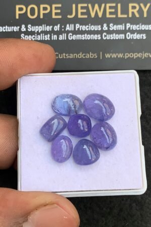 Natural Tanzanite Gemstone Smooth Mix Shape Cabochon High Quality Loose Gemstones For Jewelry Making 8-11 MM Size 7 Pcs V4420