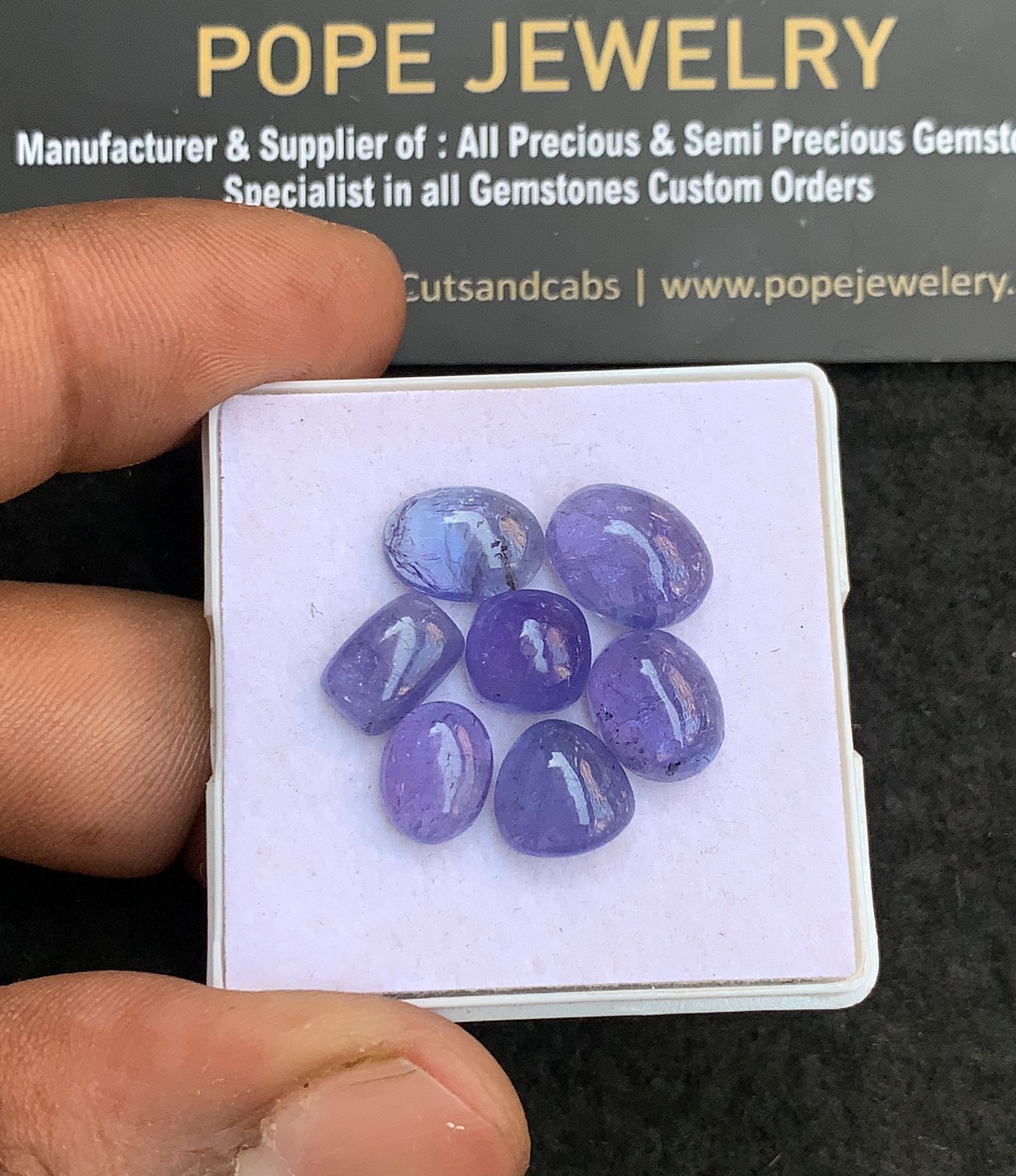 Natural Tanzanite Gemstone Smooth Mix Shape Cabochon High Quality Loose Gemstones For Jewelry Making 8-11 MM Size 7 Pcs V4420