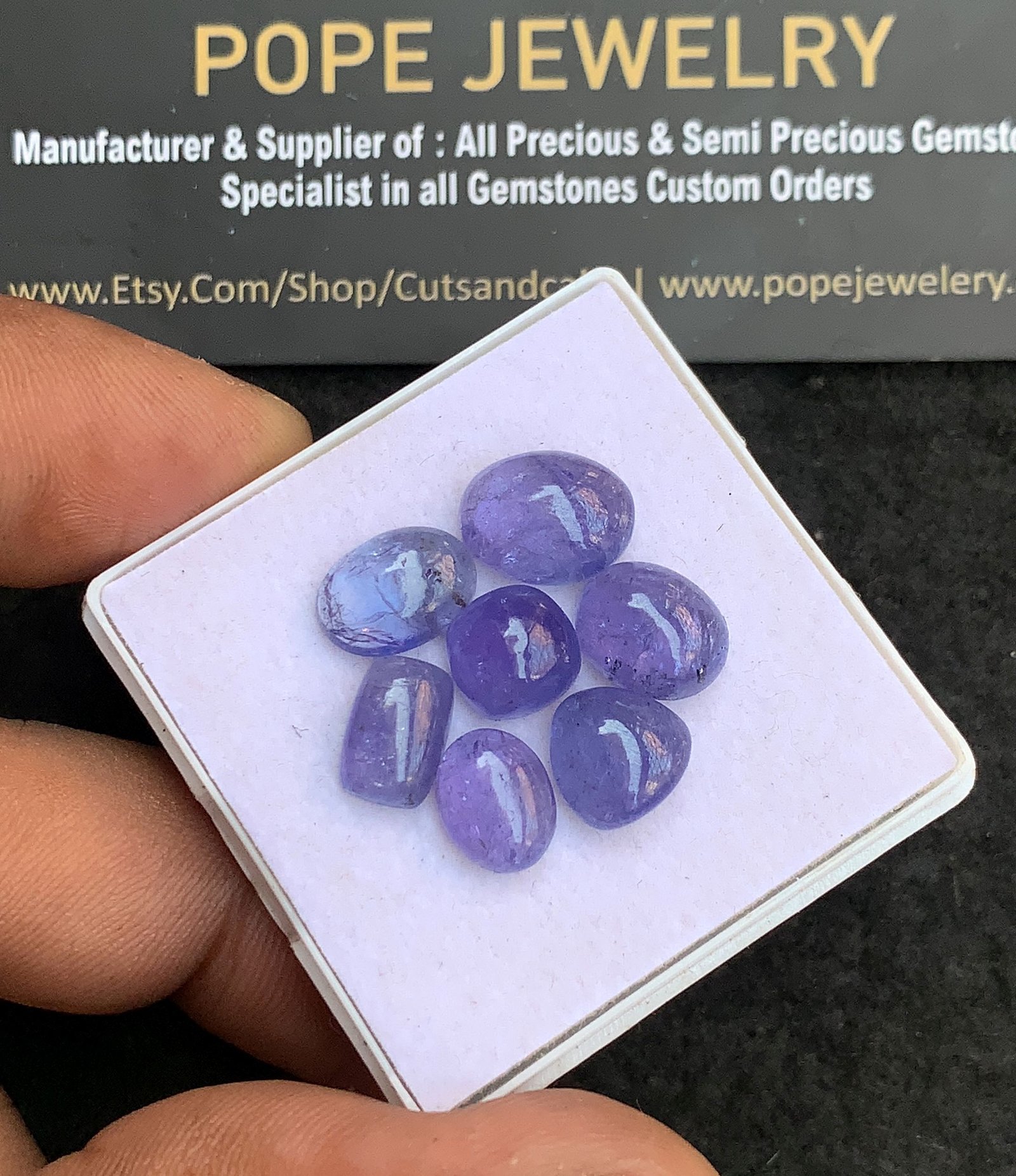 Natural Tanzanite Gemstone Smooth Mix Shape Cabochon High Quality Loose Gemstones For Jewelry Making 8-11 MM Size 7 Pcs V4420 - Image 2