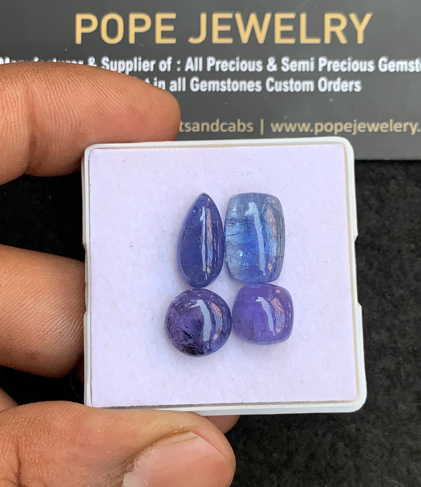 Natural Tanzanite Gemstone Smooth Mix Shape Cabochon High Quality Loose Gemstones For Jewelry Making 9-14 MM Size 4 Pcs V4421