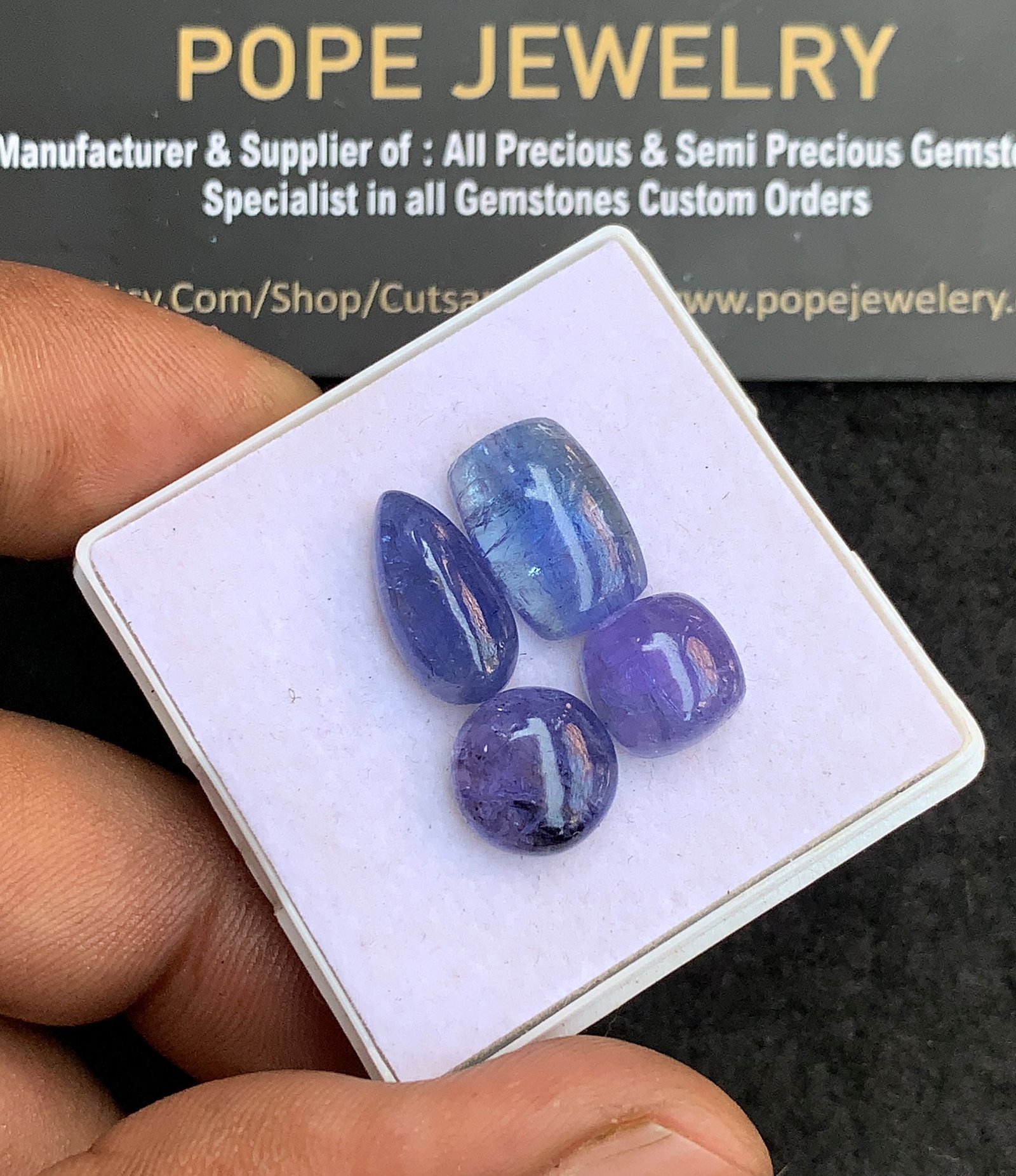 Natural Tanzanite Gemstone Smooth Mix Shape Cabochon High Quality Loose Gemstones For Jewelry Making 9-14 MM Size 4 Pcs V4421 - Image 2